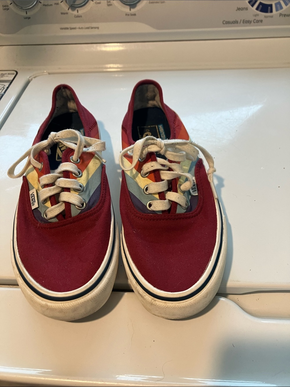 Vans red Canvas Sneakers Rad Rainbow authentic SF Stripe ultracush men’s 6 w 7.5 - Picture 2 of 9
